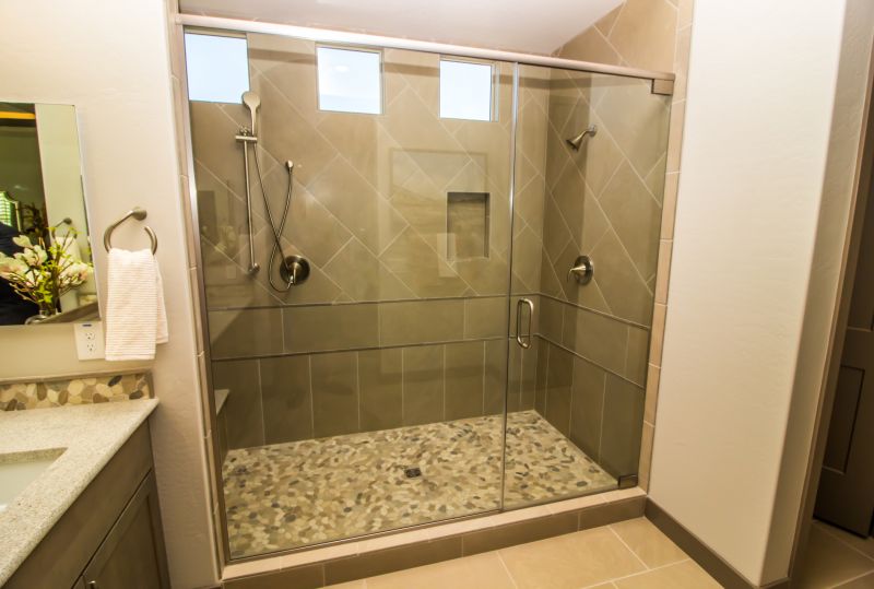 Small Corner Shower with Glass Enclosure